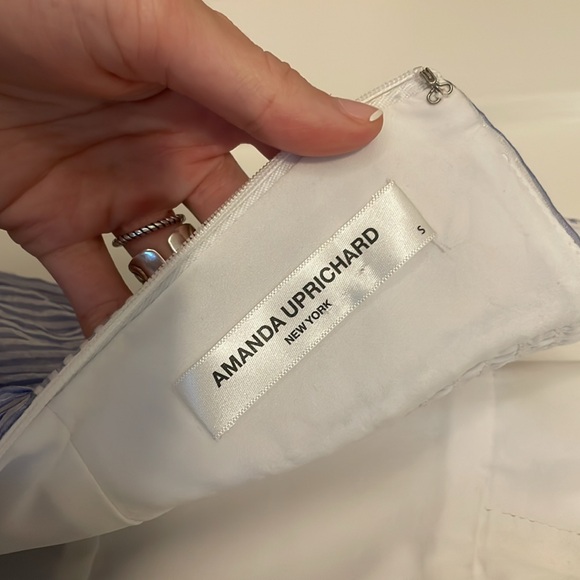 Amanda Uprichard Ruffled Thaddea Gown in Blue and White stripes - Picture 4 of 10